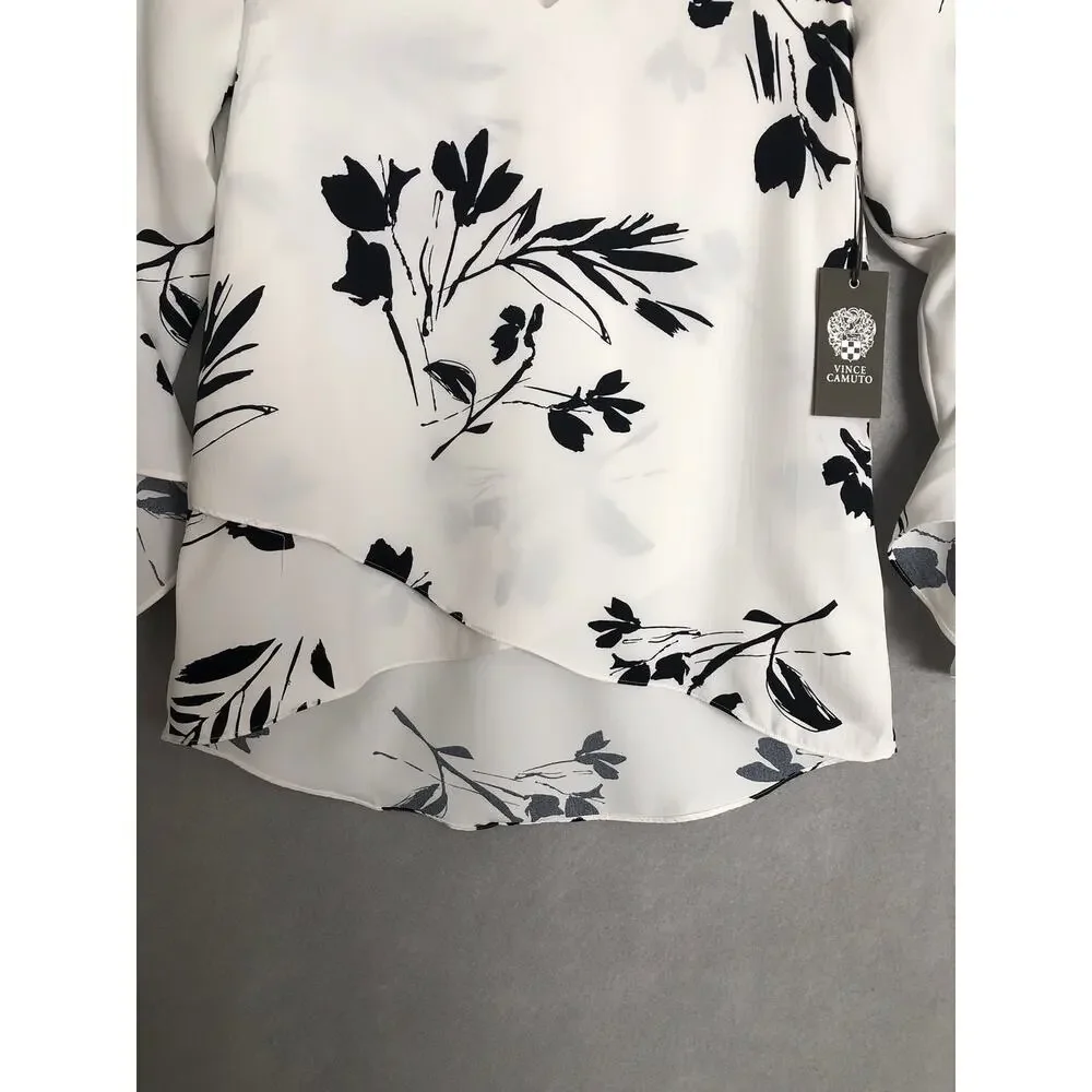 Vince Camuto Flounce Sleeve Top V-Neck Women's Size XXS NEW - Picture 4 of 7